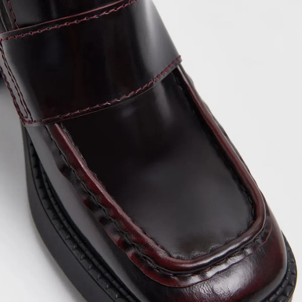 NIB! SOLD OUT COLOR! MIISTA KARINA BURGUNDY BRUSH OFF LEATHER LOAFERS sz38 - Picture 15 of 15